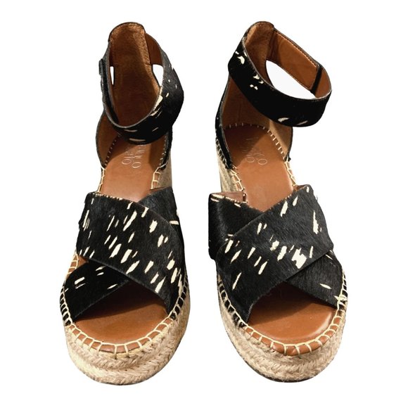 Franco Sarto Shoes - Cow Hair Cow Print Leather Wedges Sandals